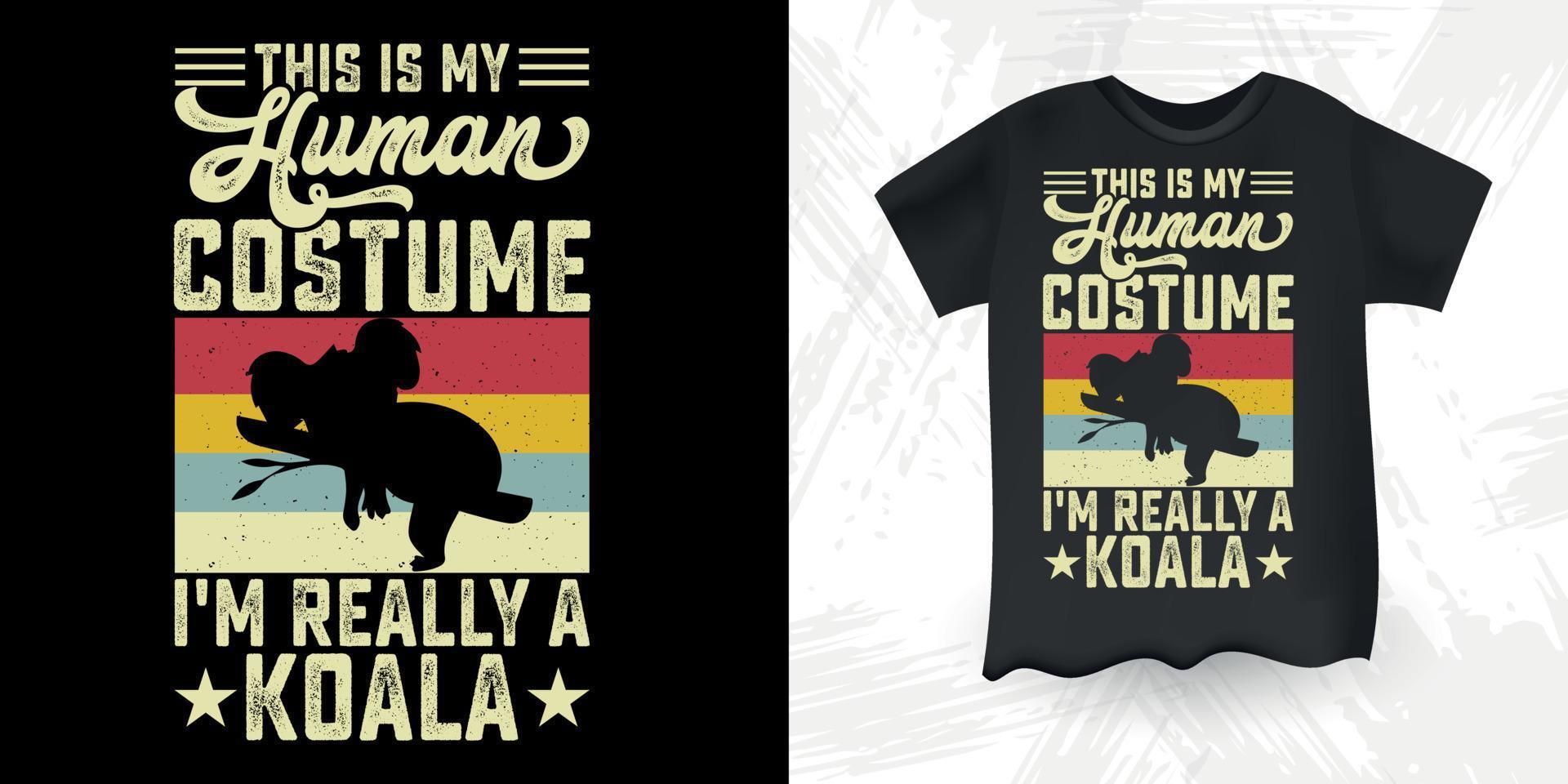 Funny Cute Koala Bear Retro Vintage Koala T-Shirt Design vector