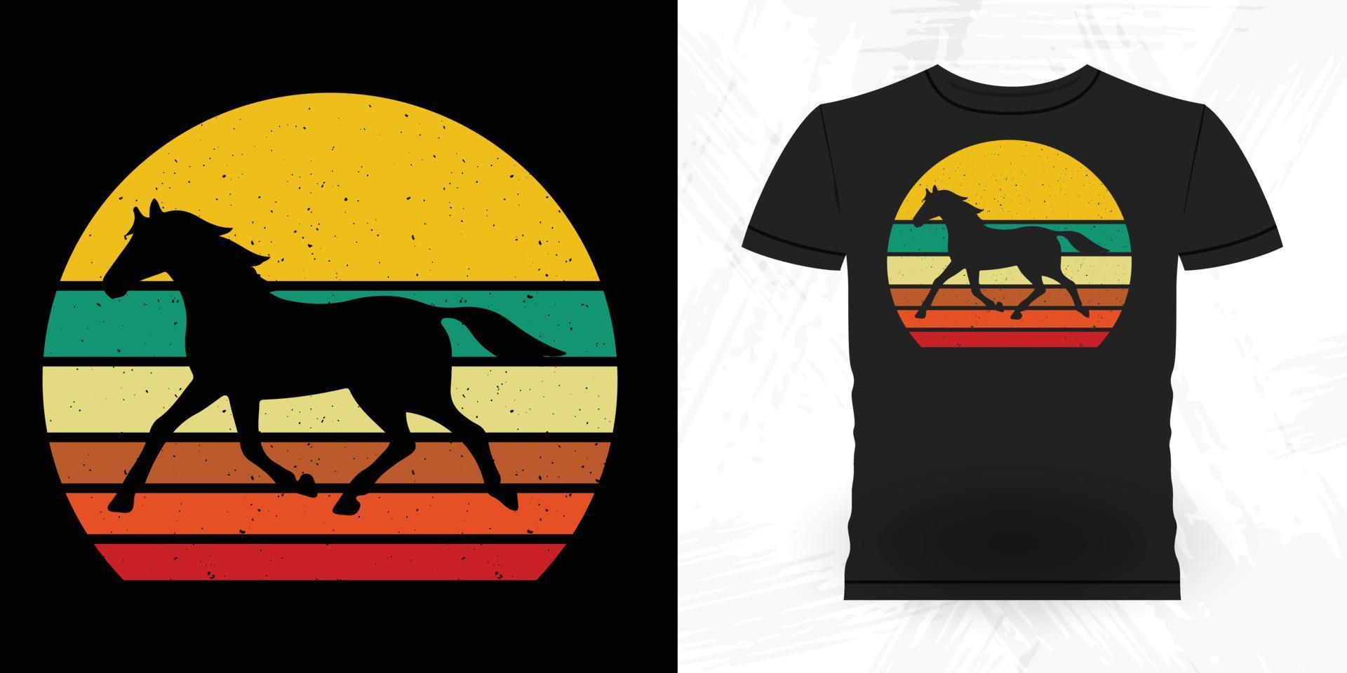 Funny Riding Horse Retro Vintage Horse T-shirt Design vector