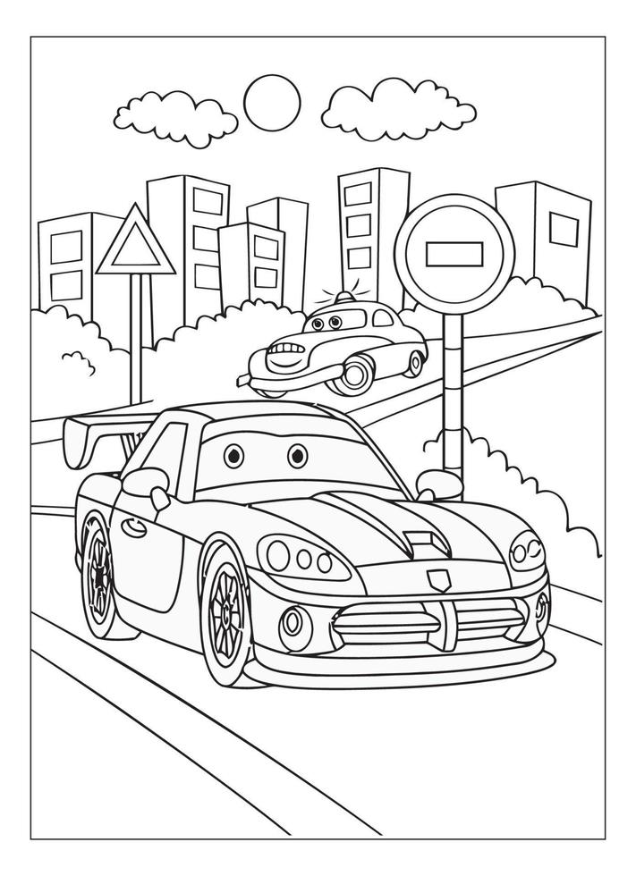 Happy And Funny Cartoon Car Coloring Page For Car Lover Kids 14662779