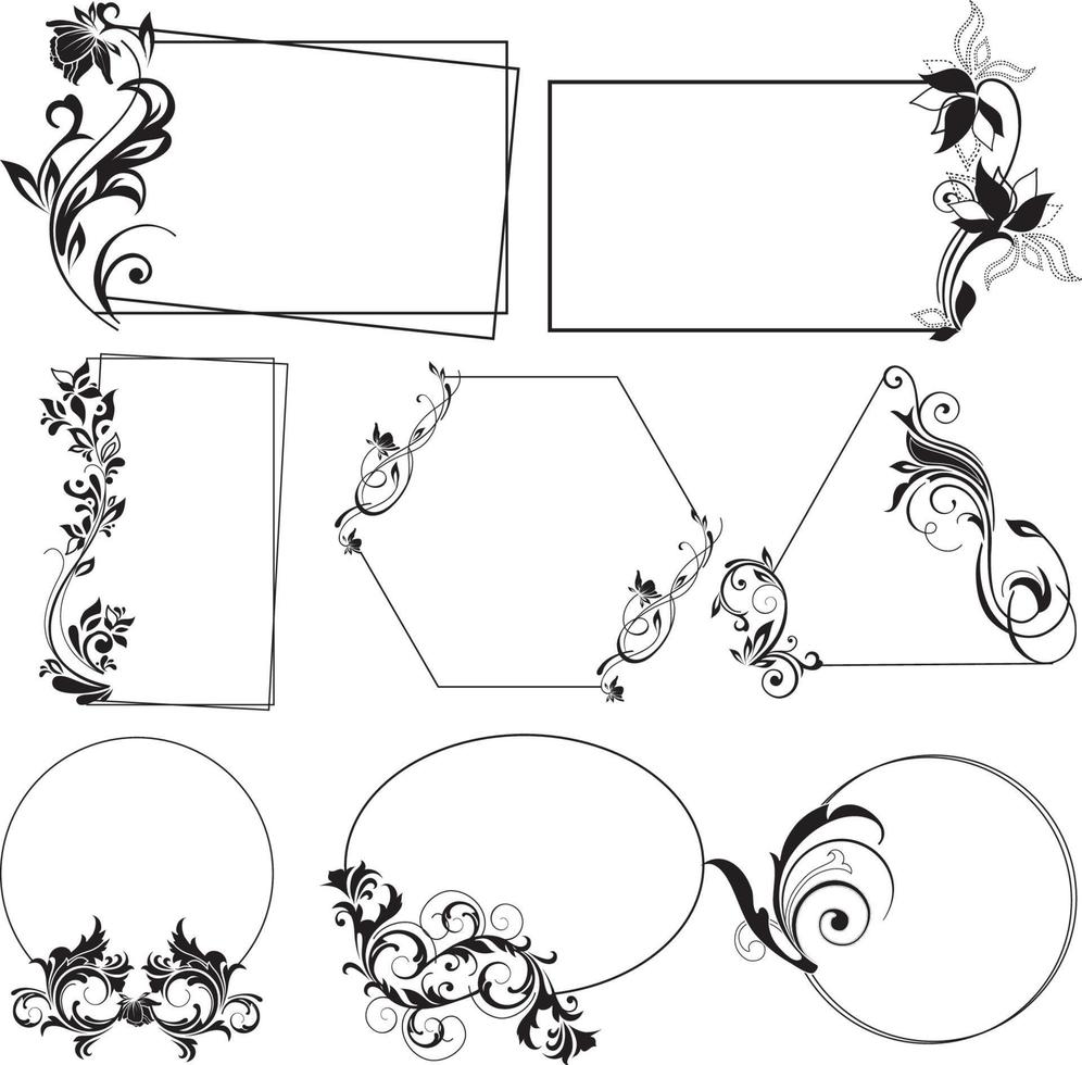 Spiral Floral Frame vector