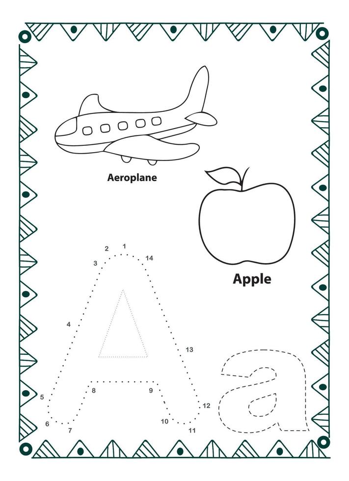 alfabeto do to dot y página para colorear para niños y niños pequeños vector