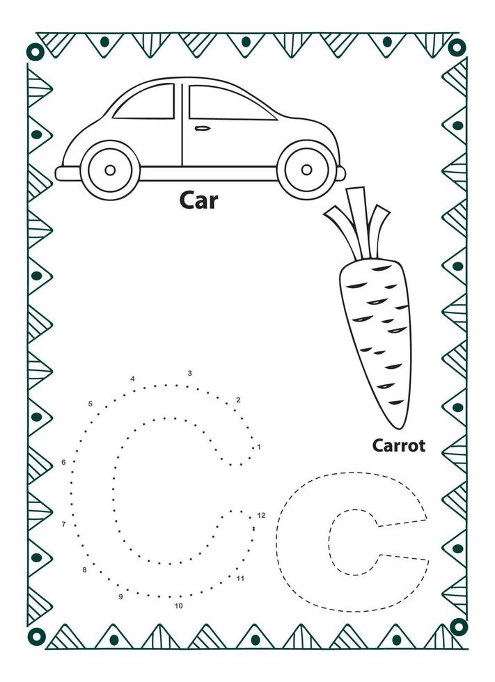 Alphabet Do To Dot And Coloring Page For Kids and Toddlers vector