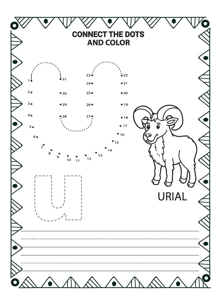 Alphabet Do To Dot And Coloring Page For Kids and Toddlers vector