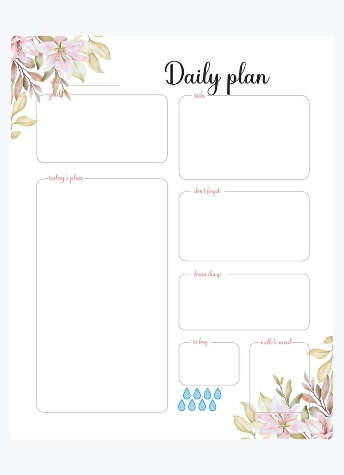 Colorful Floral Daily Planner vector