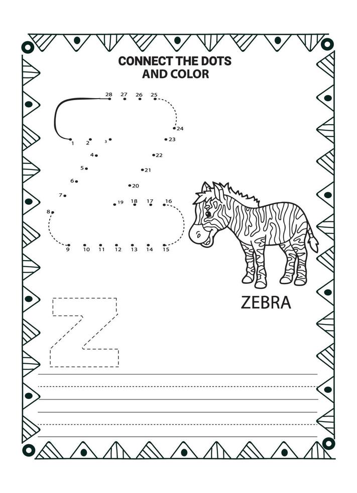 Alphabet Do To Dot And Coloring Page For Kids and Toddlers vector