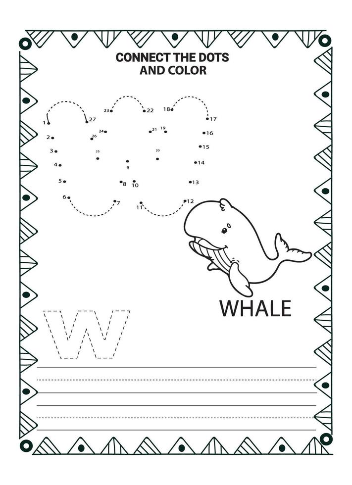 Alphabet Do To Dot And Coloring Page For Kids and Toddlers vector