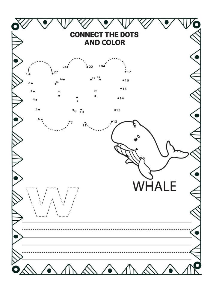 Alphabet Do To Dot And Coloring Page For Kids and Toddlers vector