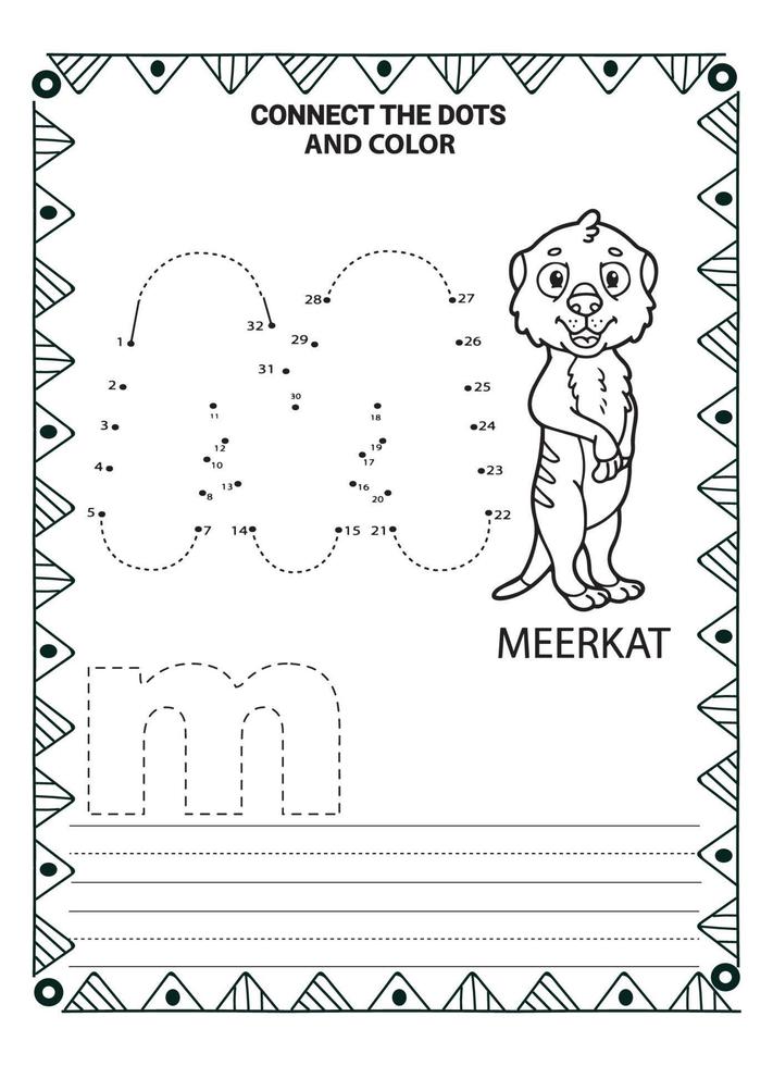 Alphabet Do To Dot And Coloring Page For Kids and Toddlers vector