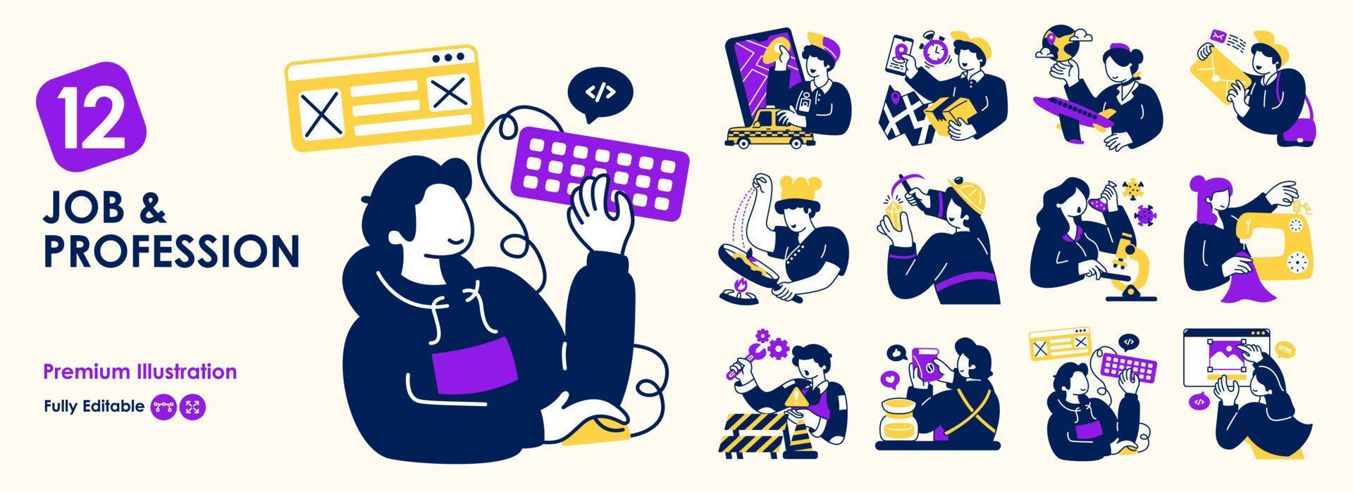 People different occupation collection set. Flat Vector Illustration