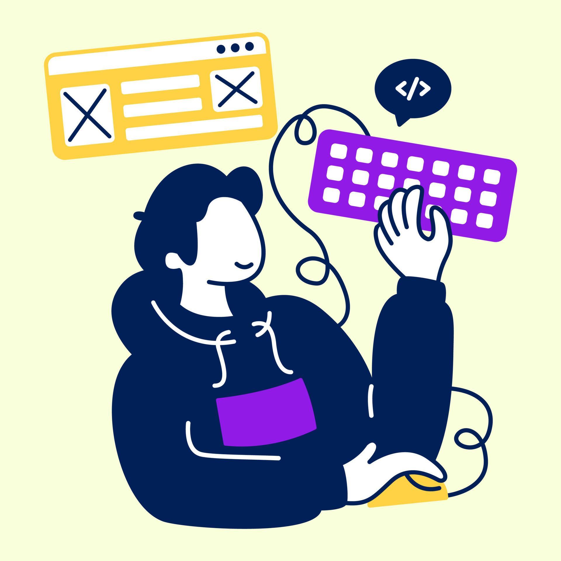 programmer-holding-mouse-and-keyboard-to-create-website-flat-design