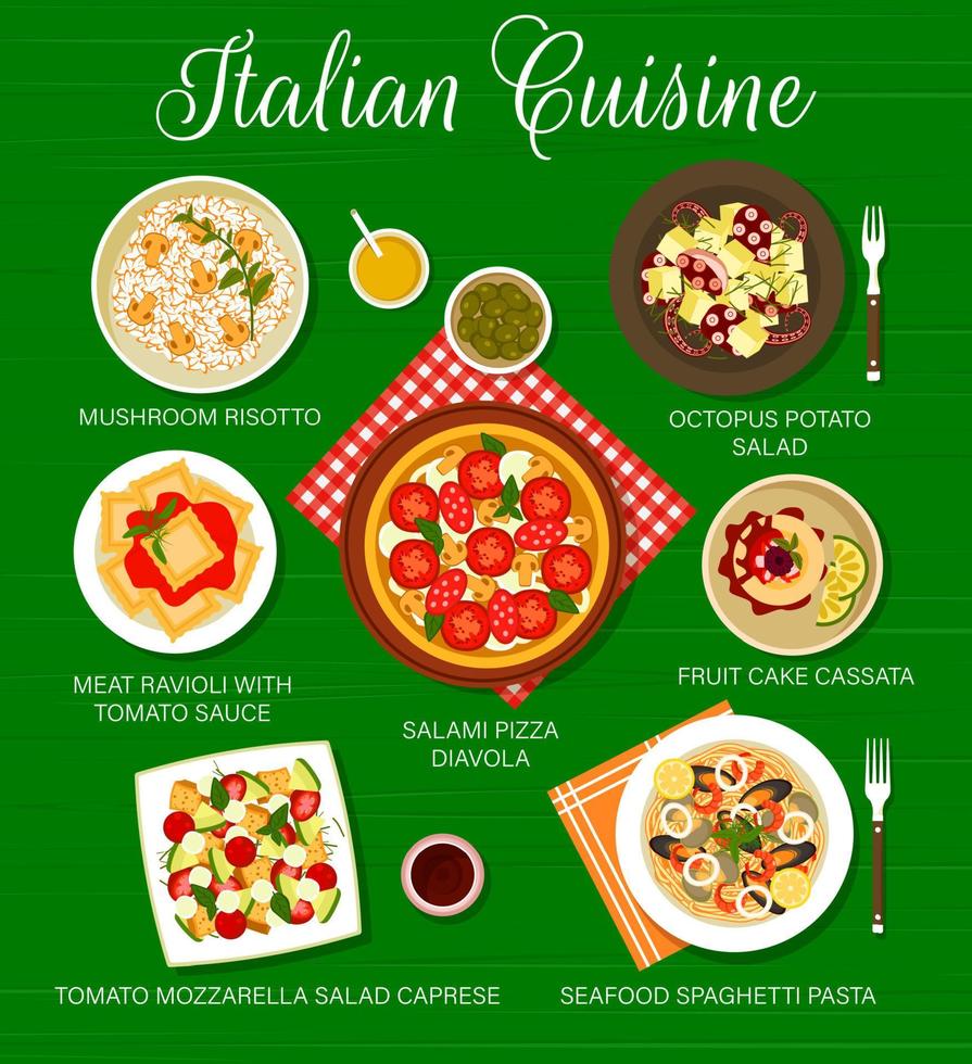 Italian cuisine food menu page design template vector