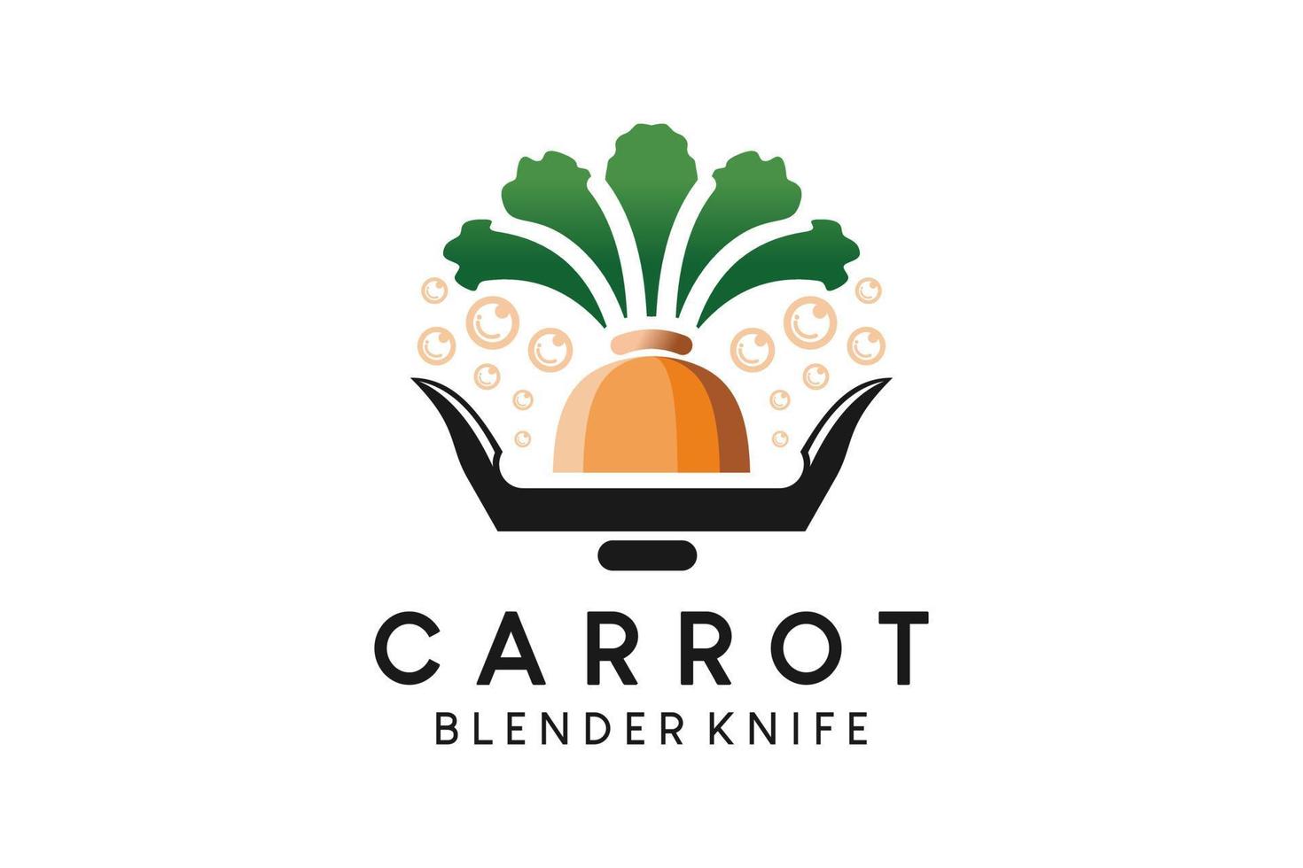 Carrot fruit icon logo design with blender knife icon, vector illustration