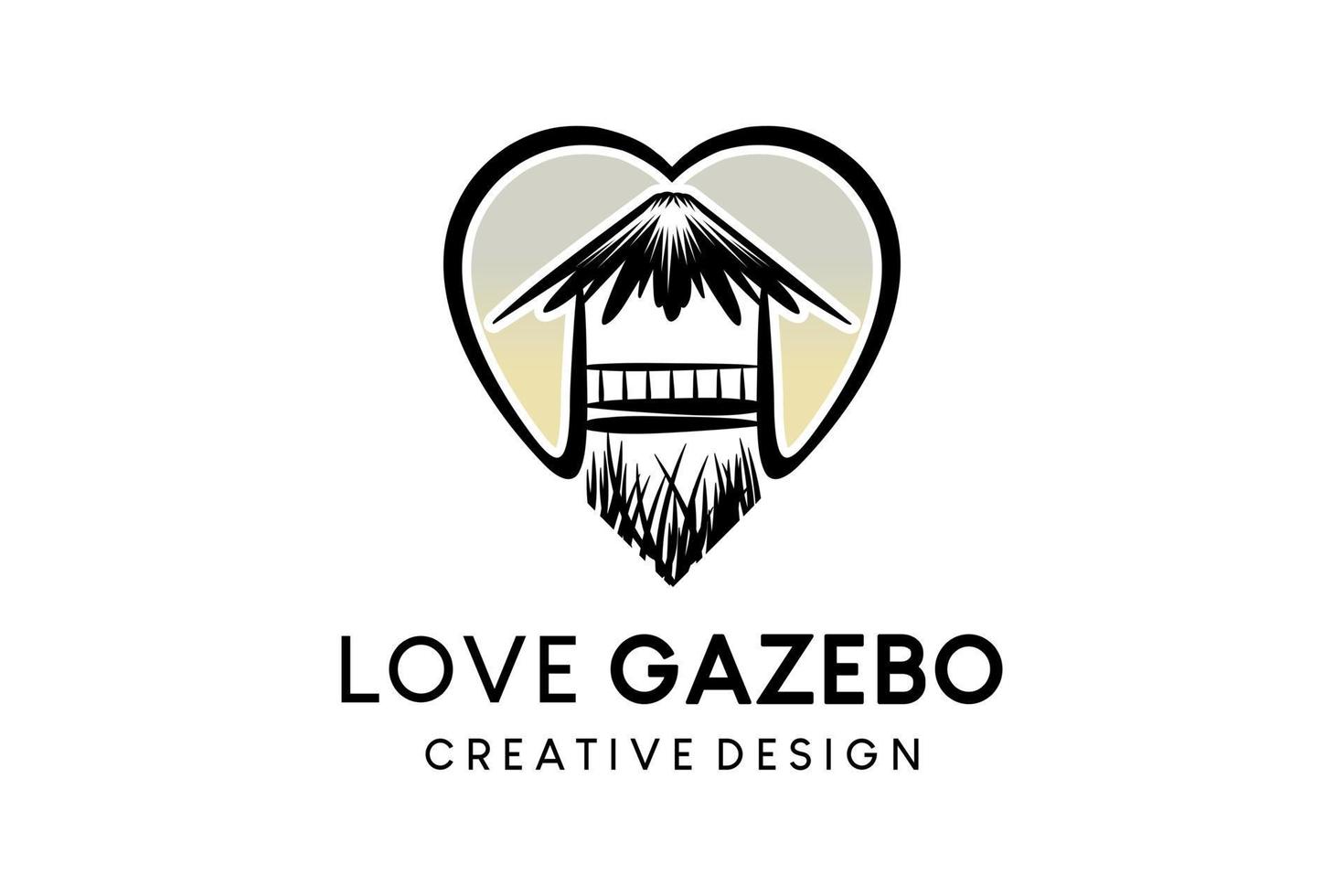 Traditional gazebo logo design in heart with creative concept vector