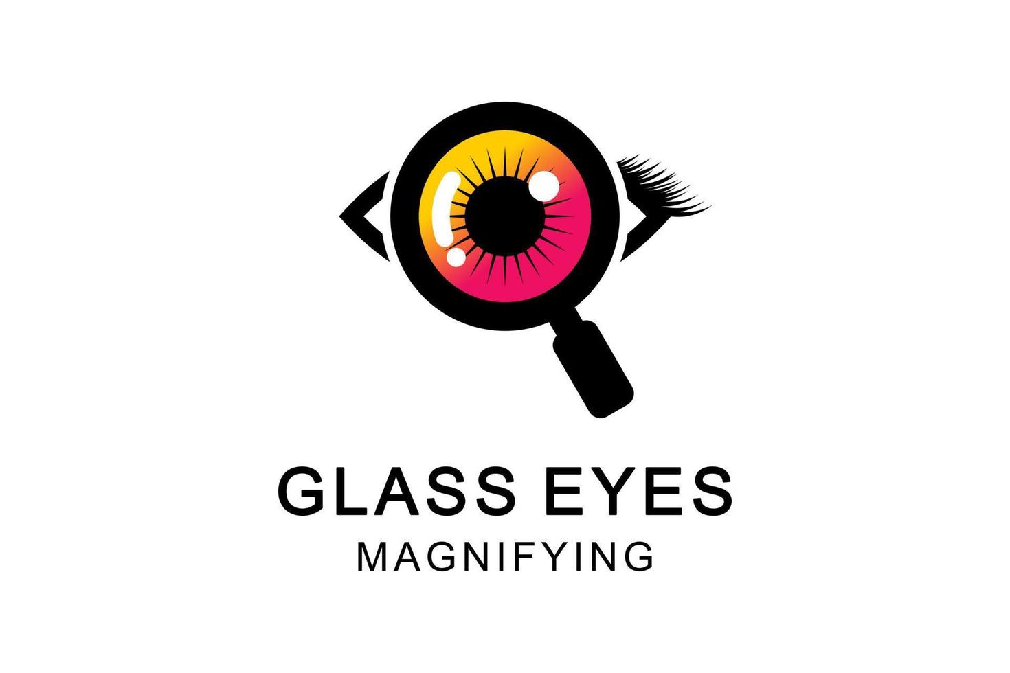 Magnifying glass eye logo design in simple modern style vector