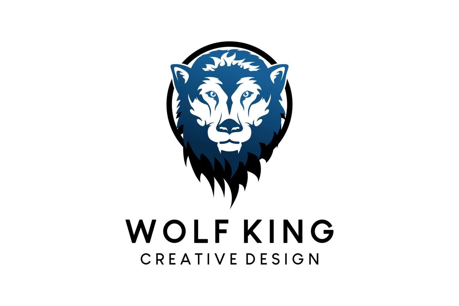 Wolf head logo design with silhouette in circle vector