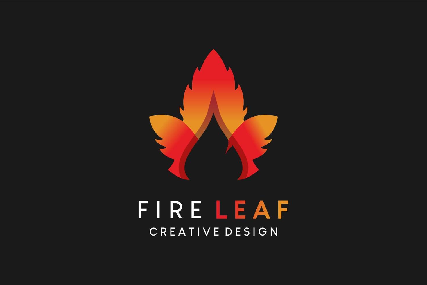 diseño de logotipo de icono de hoja de fuego, ilustración vectorial de hojas que se mezclan con fuego vector