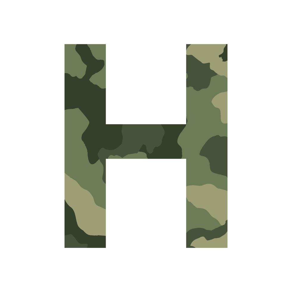 English alphabet letter H, khaki style isolated on white background - Vector