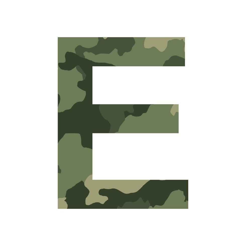 English alphabet letter E, khaki style isolated on white background - Vector