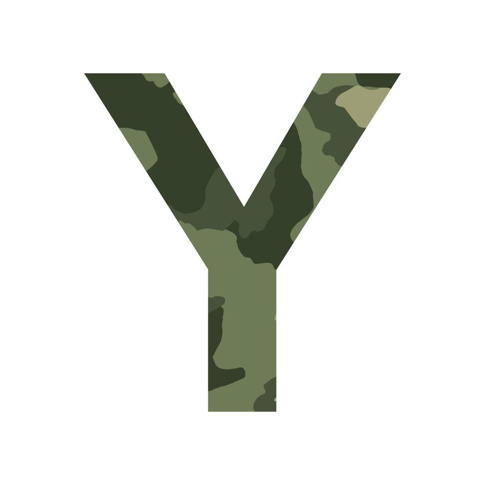 English alphabet letter Y, khaki style isolated on white background - Vector