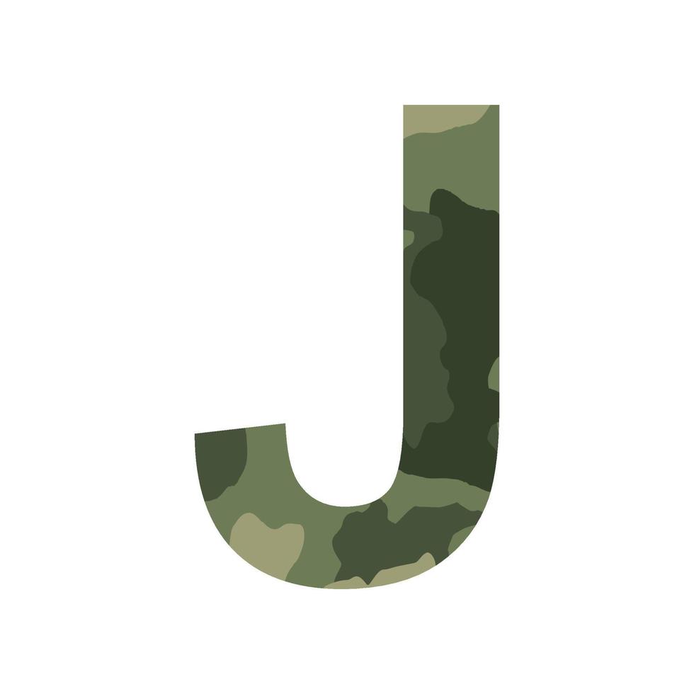 English alphabet letter J, khaki style isolated on white background - Vector