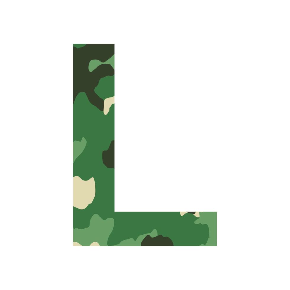 English alphabet letter L, khaki style isolated on white background - Vector