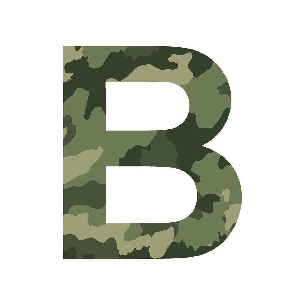 English alphabet letter B, khaki style isolated on white background - Vector