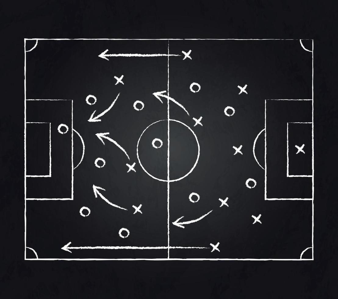 fondo de tablero oscuro con tácticas de fútbol - vector