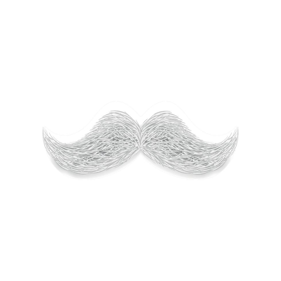 Realistic white gray mustache, element of Santa Claus, Christmas New Year on a white background - Vector