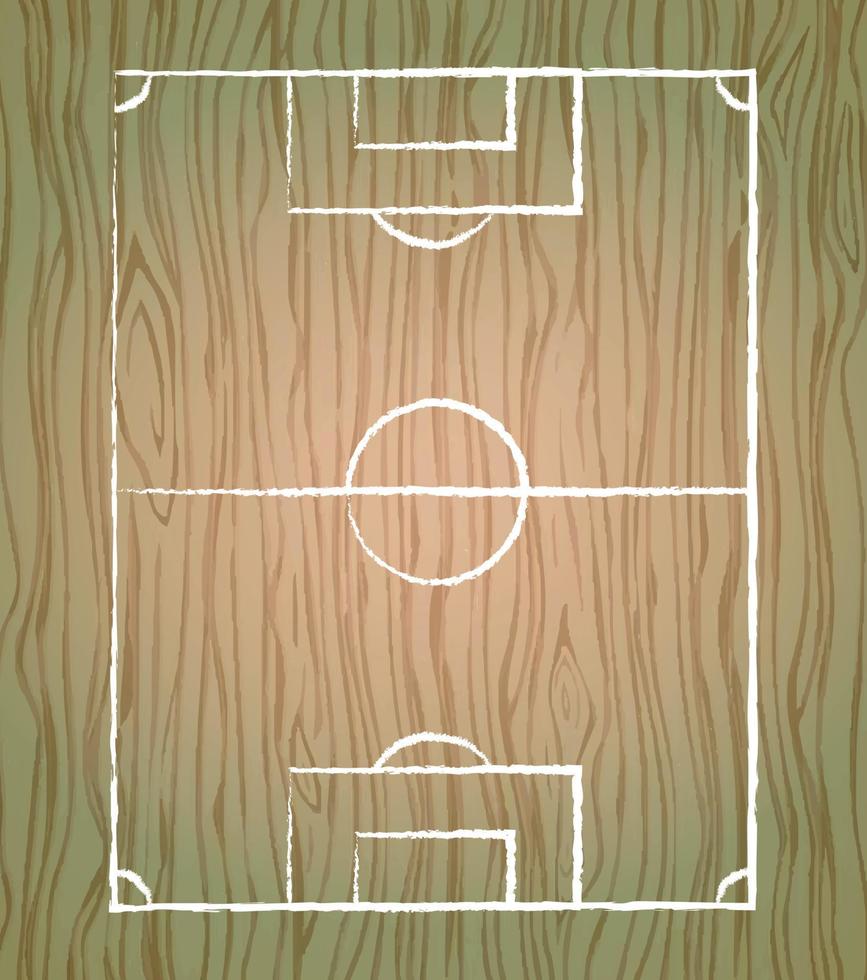 tácticas de fútbol y fútbol dibujadas con tiza, marcador en una tabla de madera raspada - vector