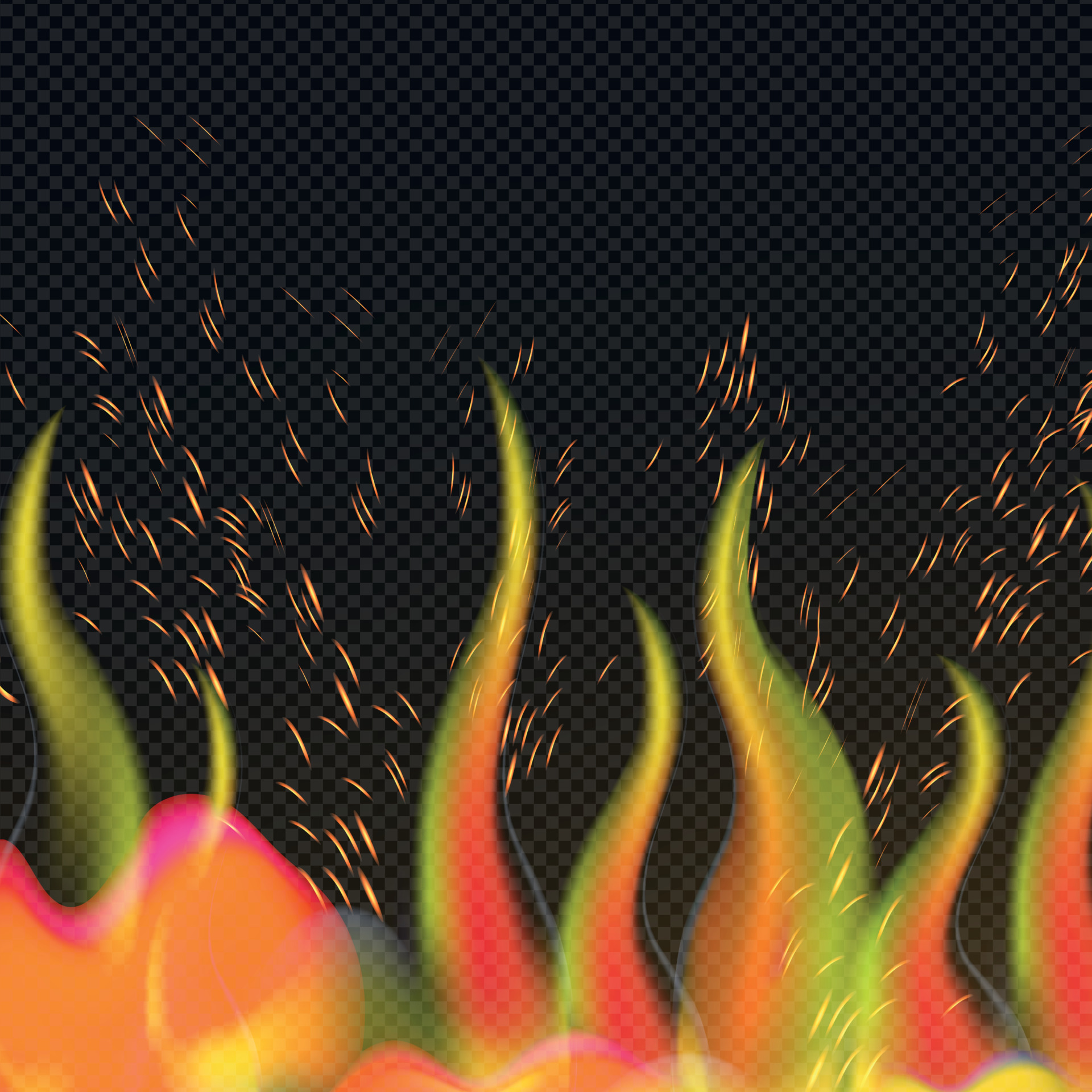Realistic redyellow fire on a dark background Vector 14663118 Vector