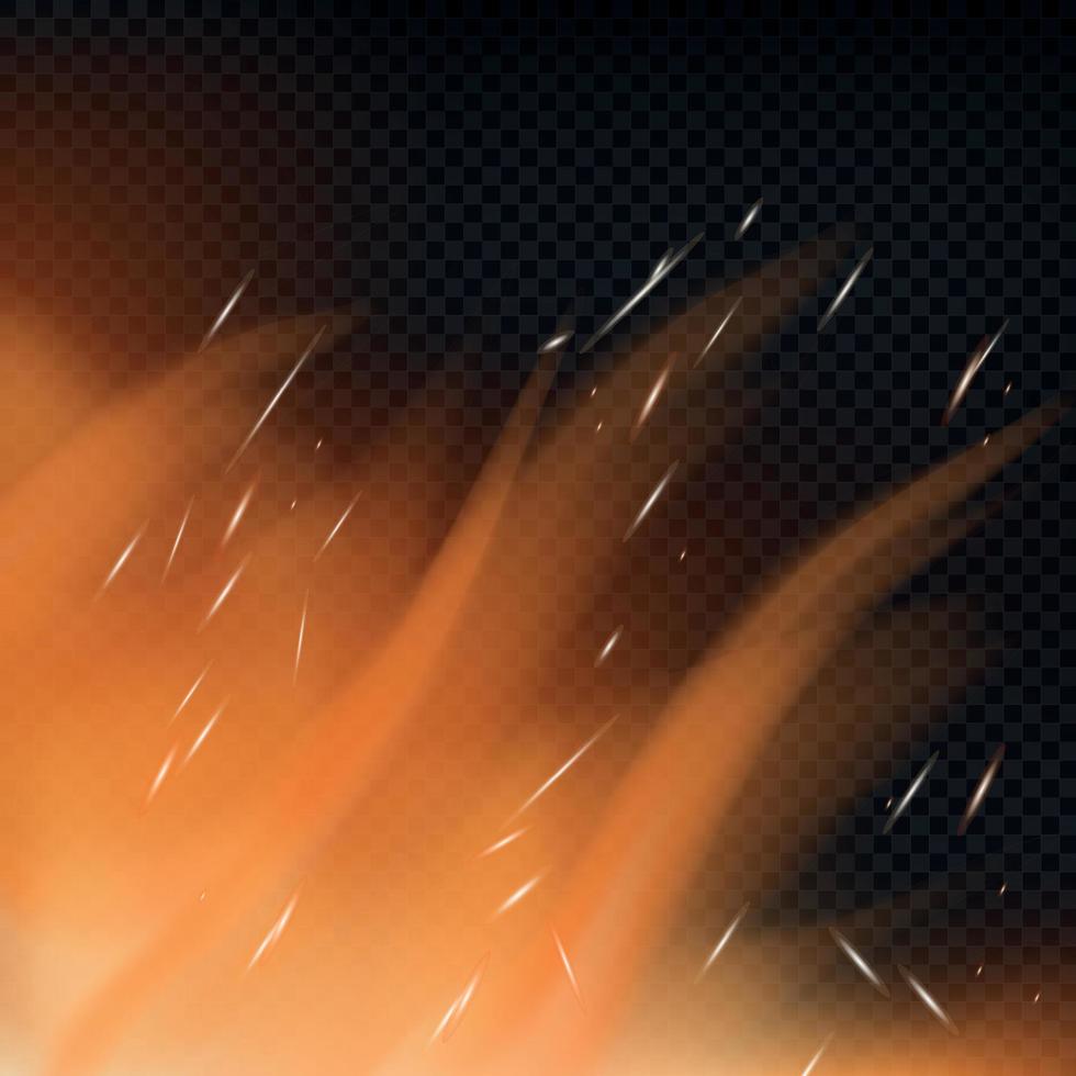 Realistic red-yellow fire on a dark background - Vector