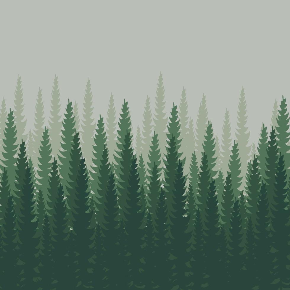 Dense forest, fir and pine natural green landscape, web background, template - Vector illustration