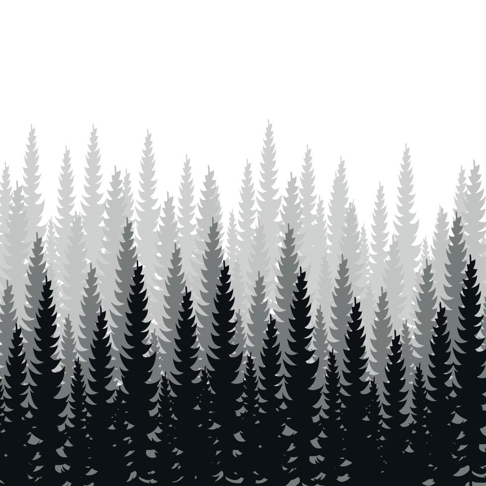 bosque denso, paisaje verde natural de abetos y pinos, fondo web, plantilla - ilustración vectorial vector