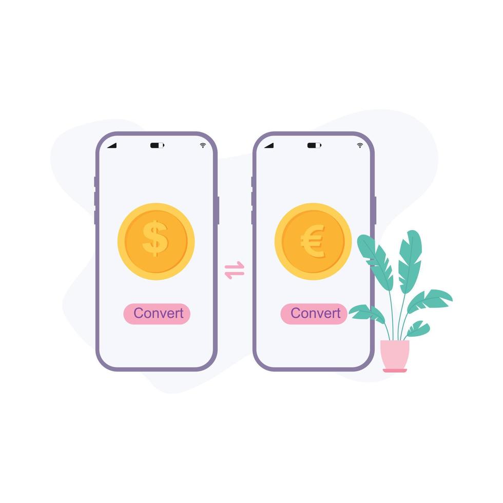 Currency Exchange dollar to euro concept flat design vector