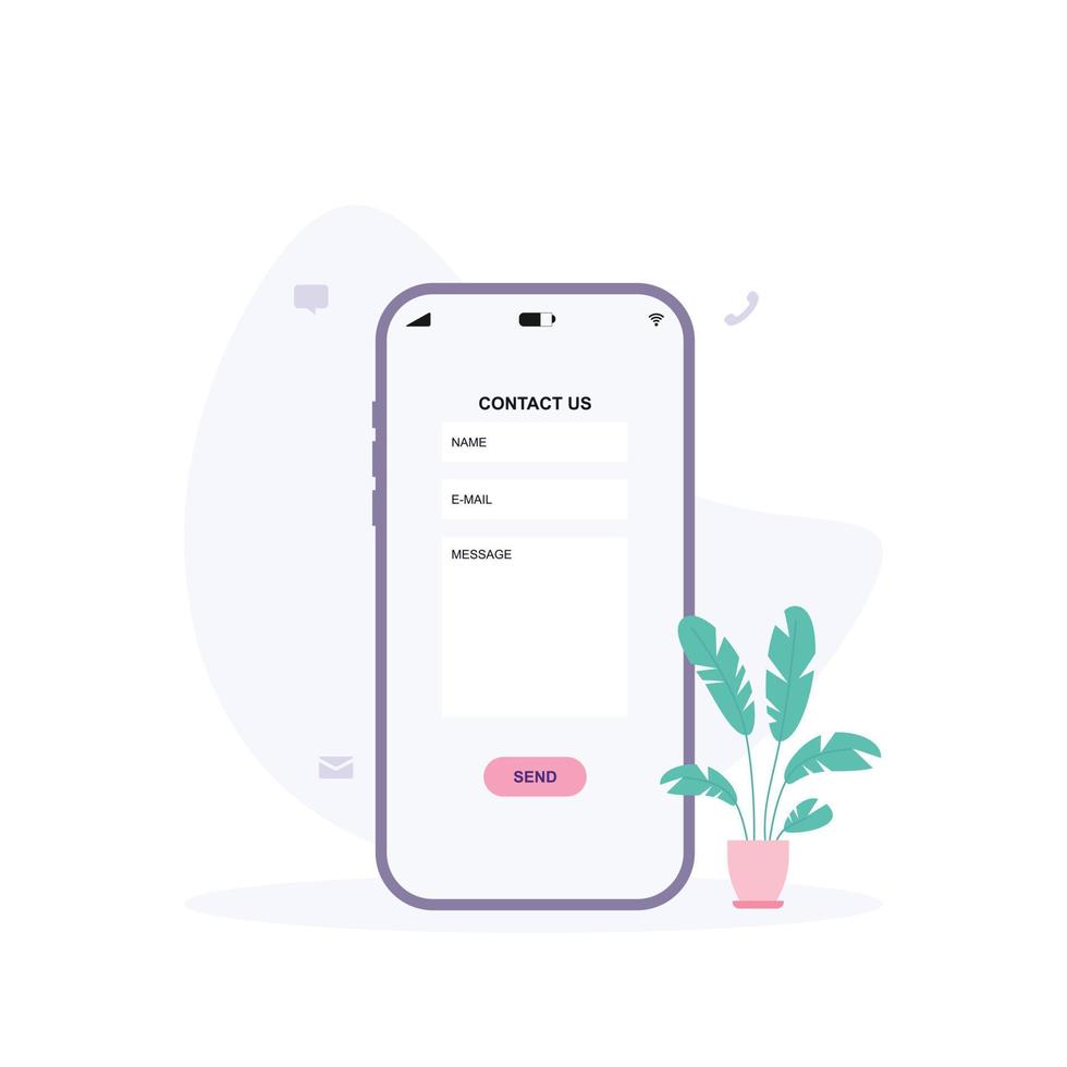 Contact us Smartphone flat concept vector illustration