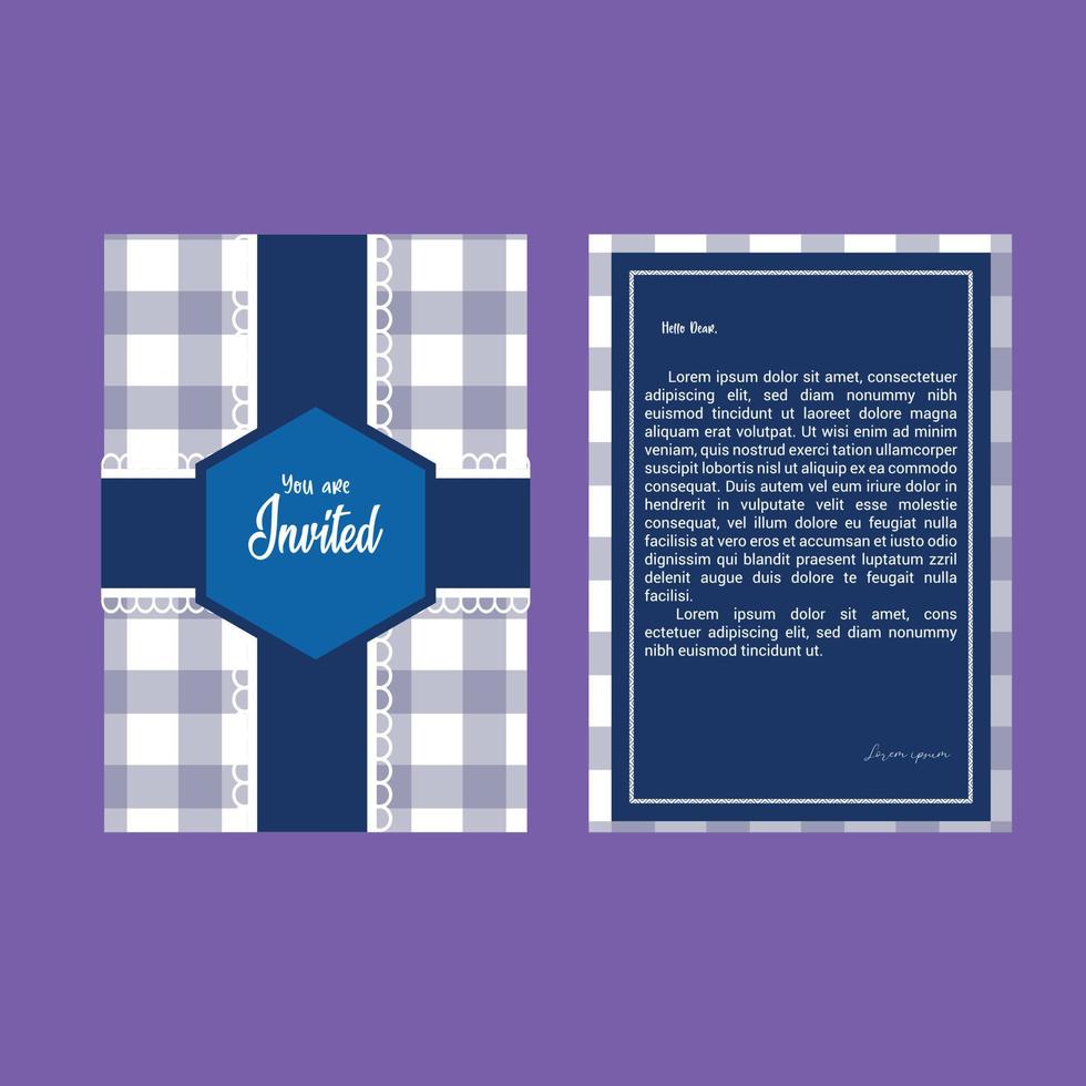 plantilla de invitación azul mínima simple vector