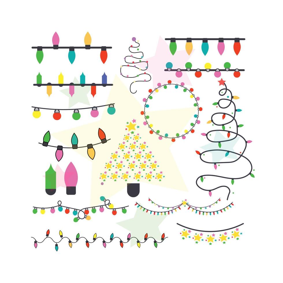 Set of Christmas Decorative light bulb craft bundle illustration vector