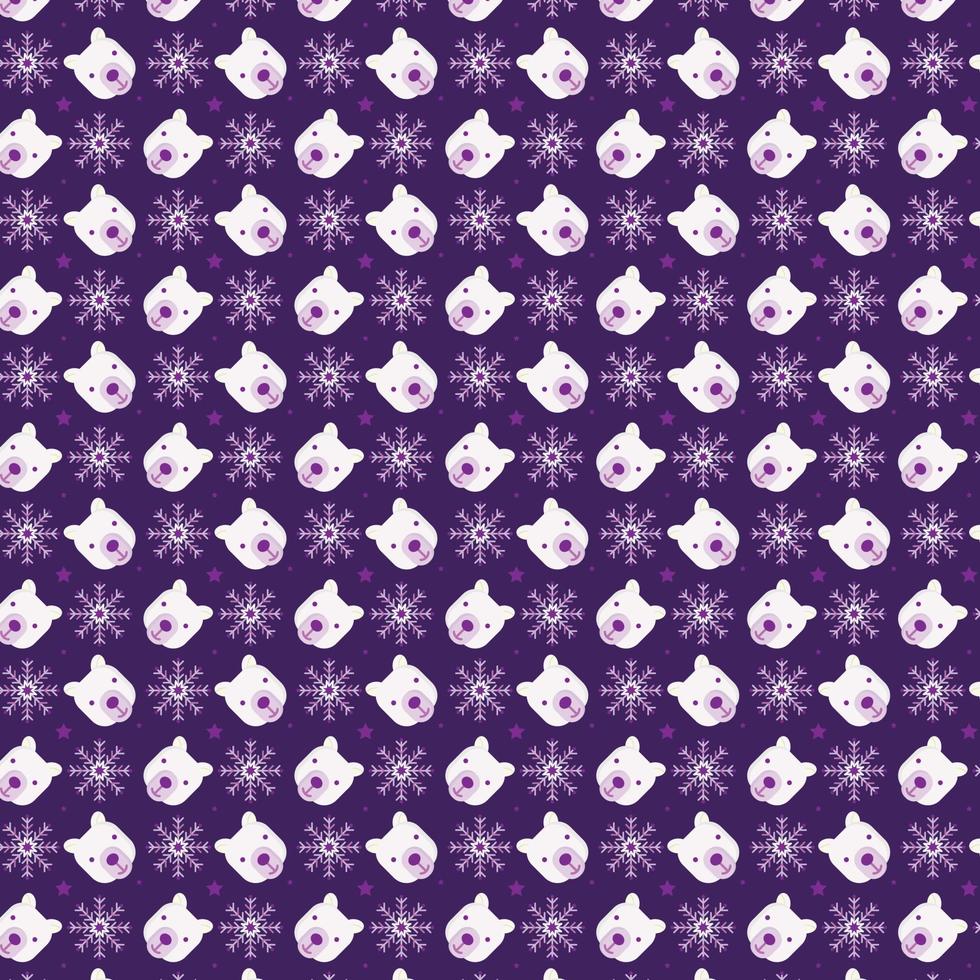 Christmas bear and snowflake seamless background pattern vector