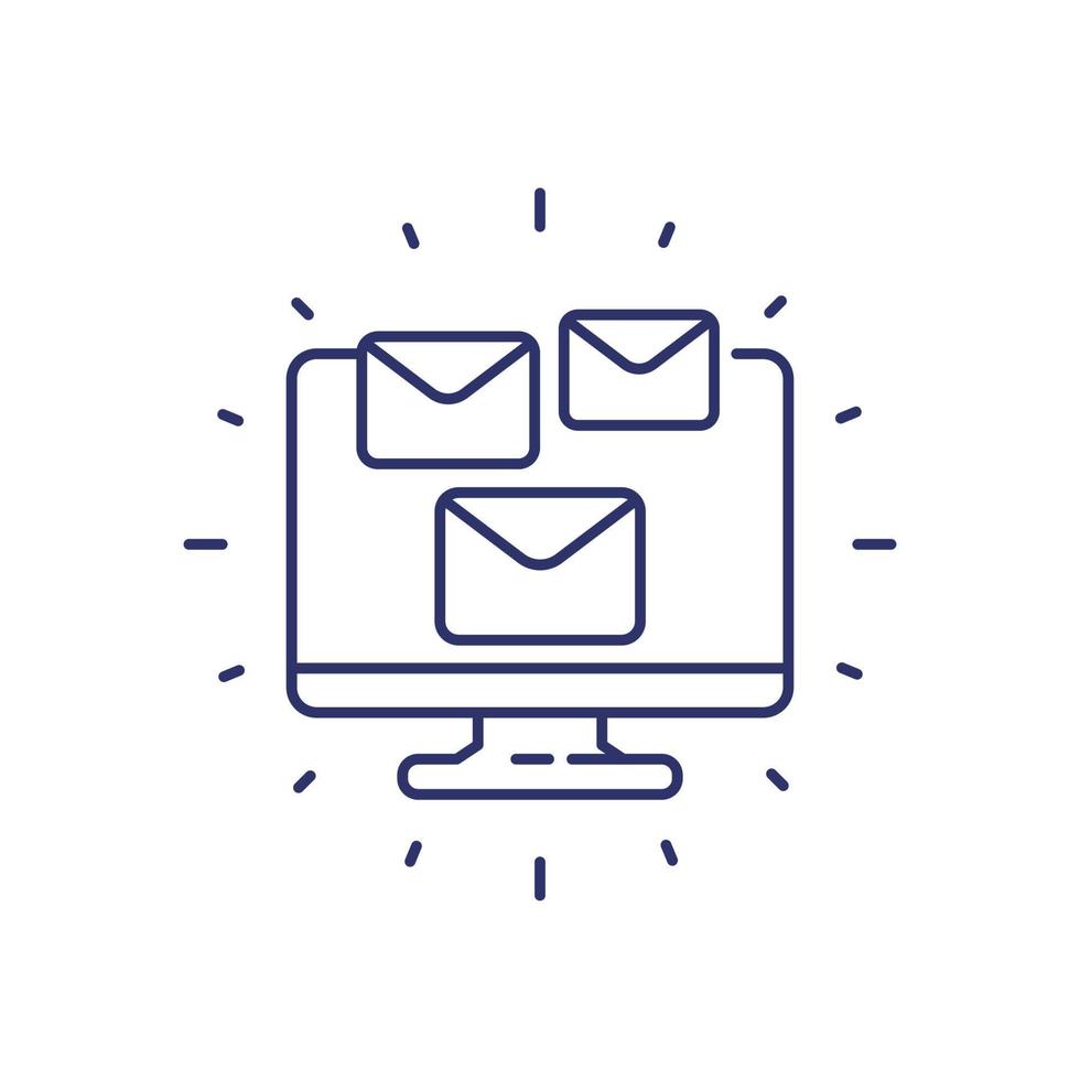 emails on screen line icon vector