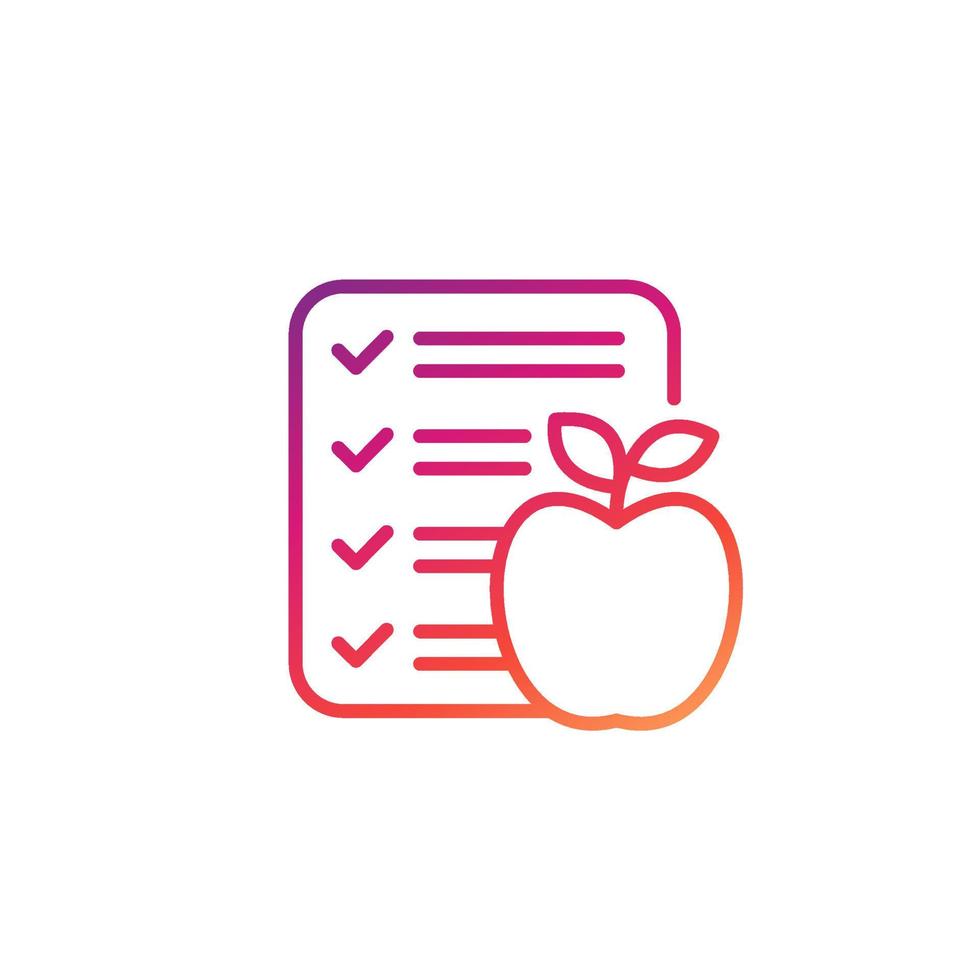 diet plan line icon with an apple vector
