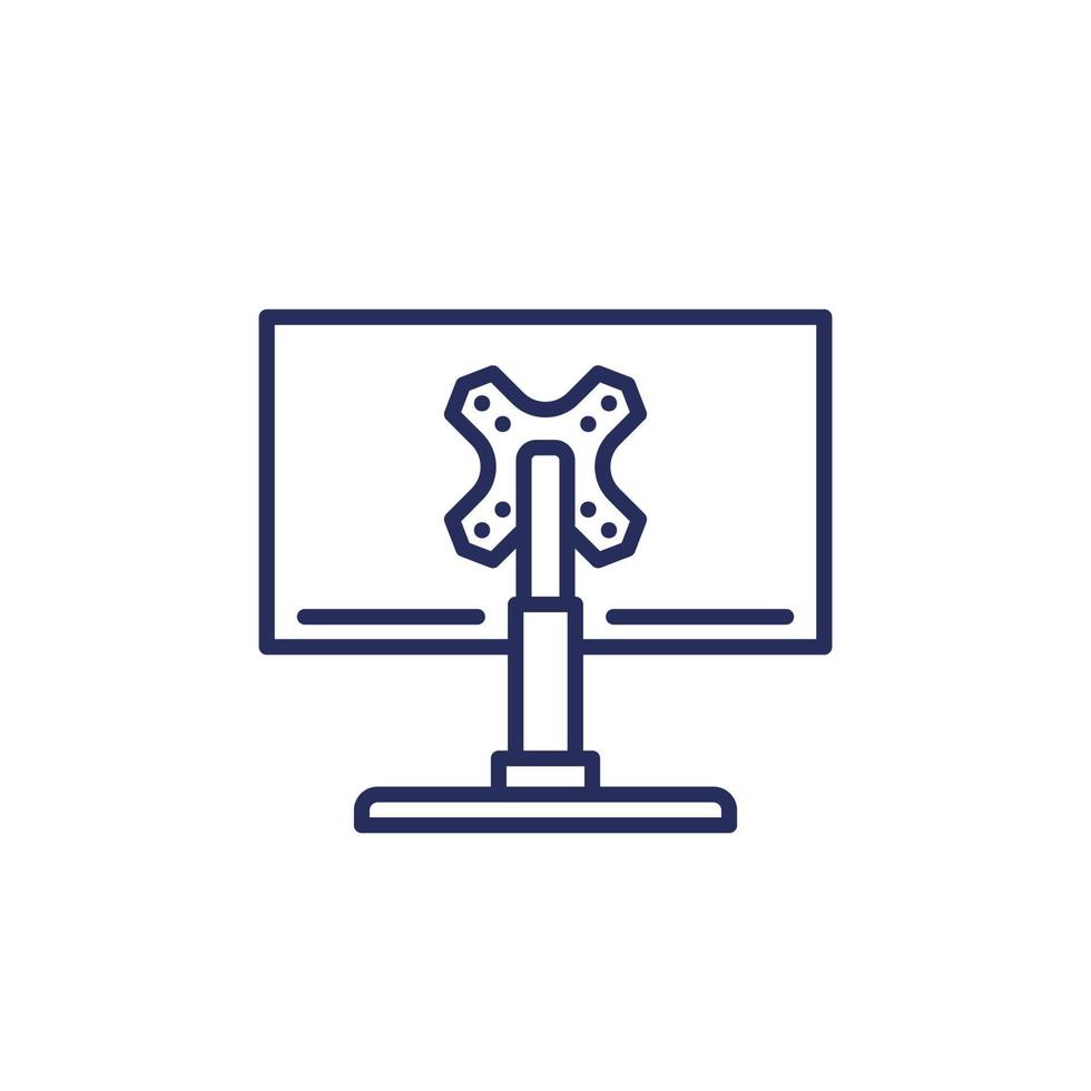monitor stand, mount line icon vector