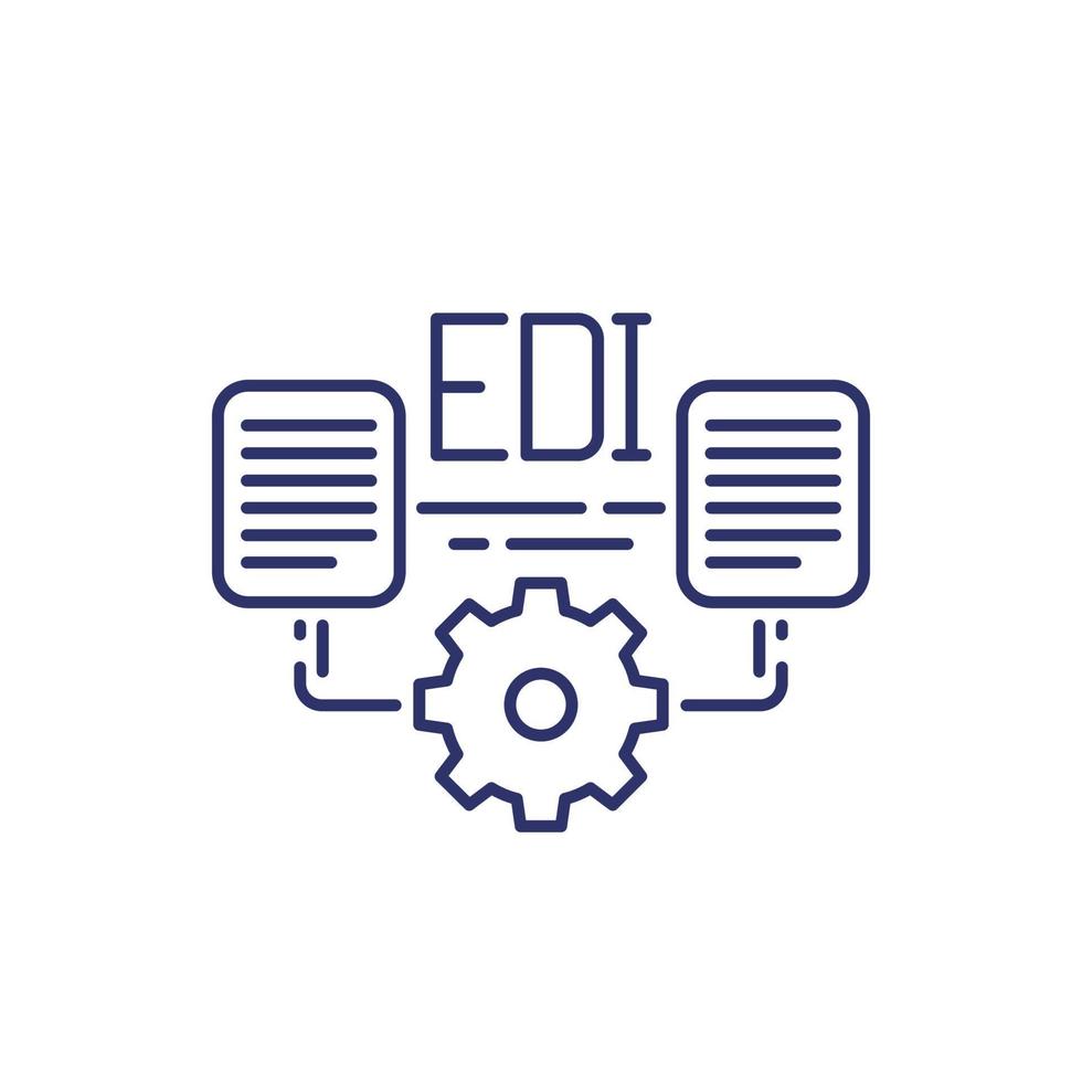 icono edi, vector de línea de intercambio electrónico de datos