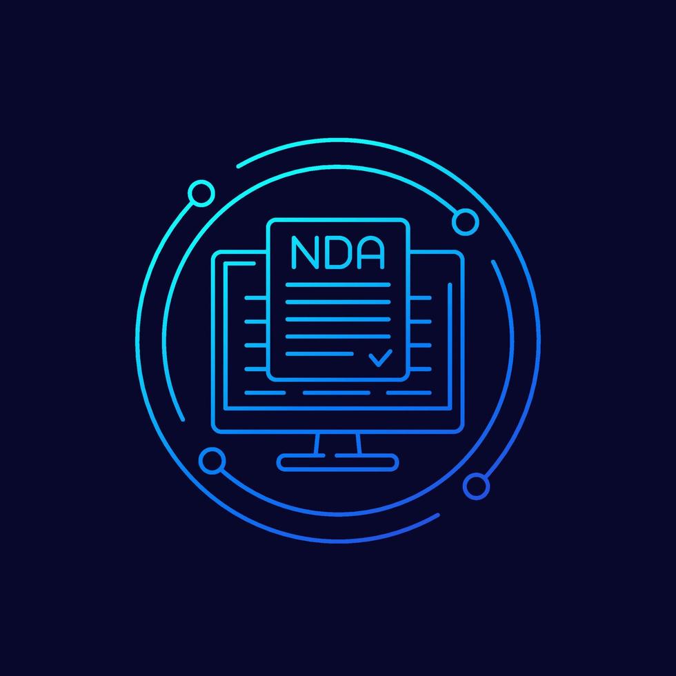 NDA, Non disclosure agreement line vector icon