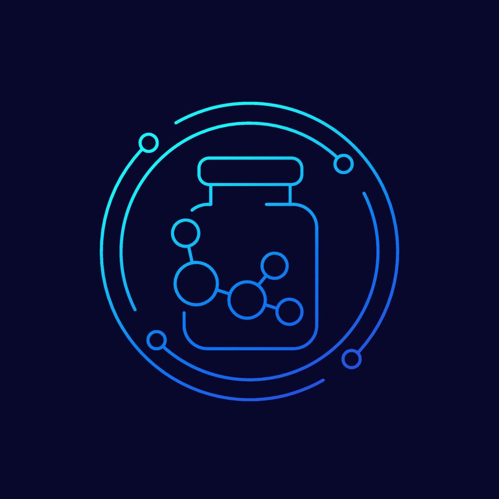 bottle of chemicals line icon, vector
