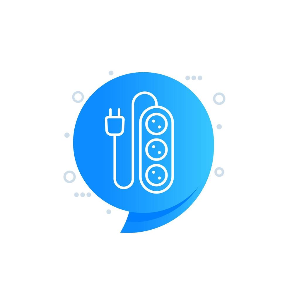 power strip with 3 sockets line icon vector