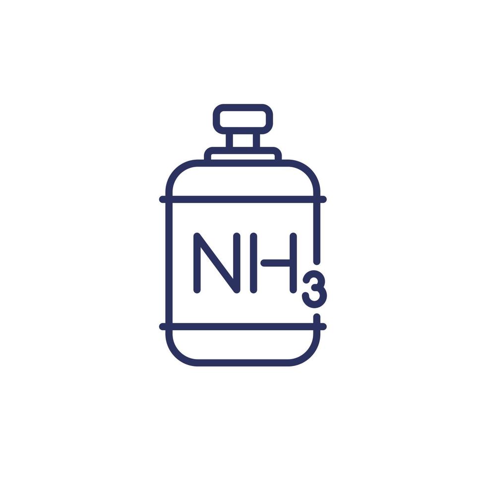 NH3 gas tank, ammonia line icon vector