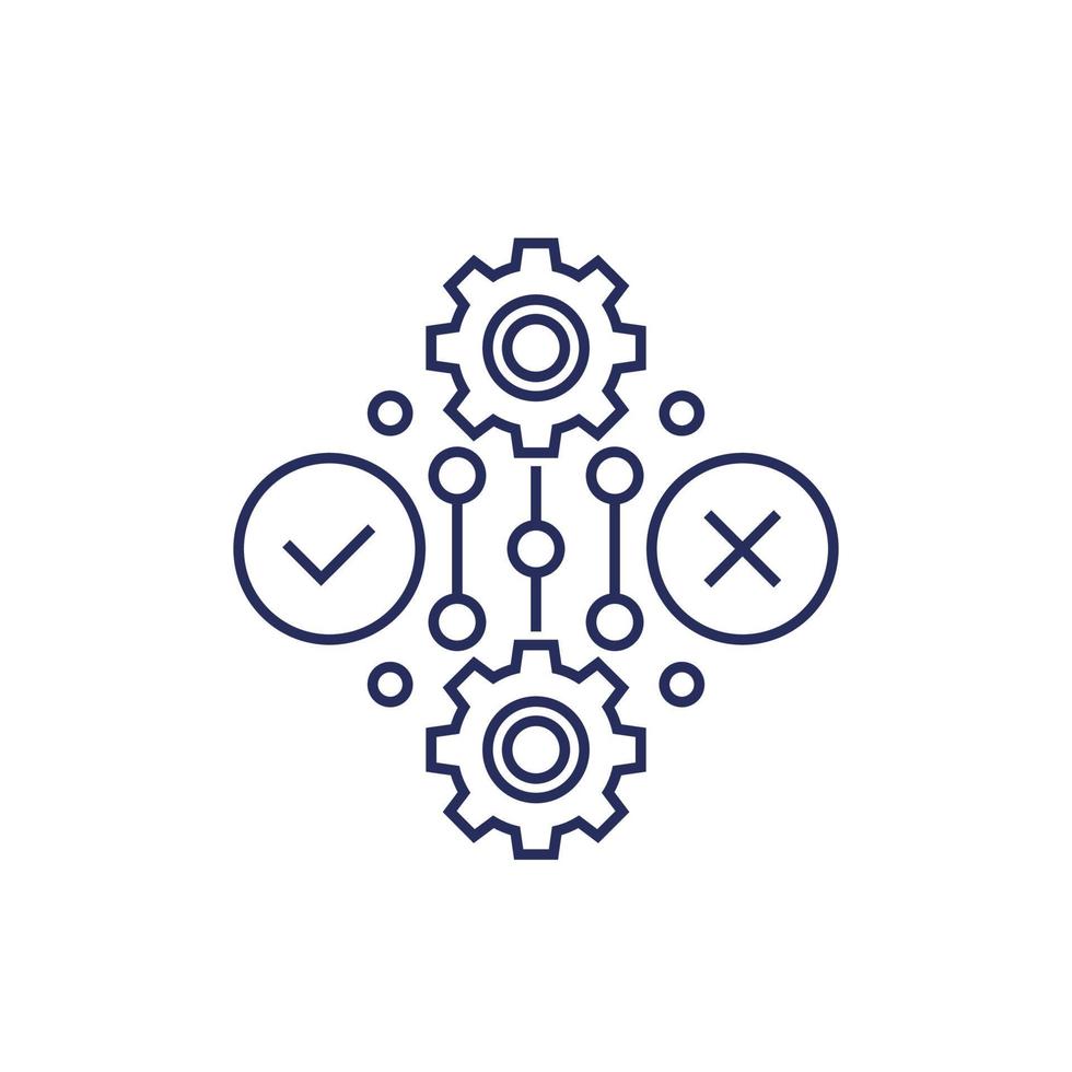 positive and negative line icon with gears vector