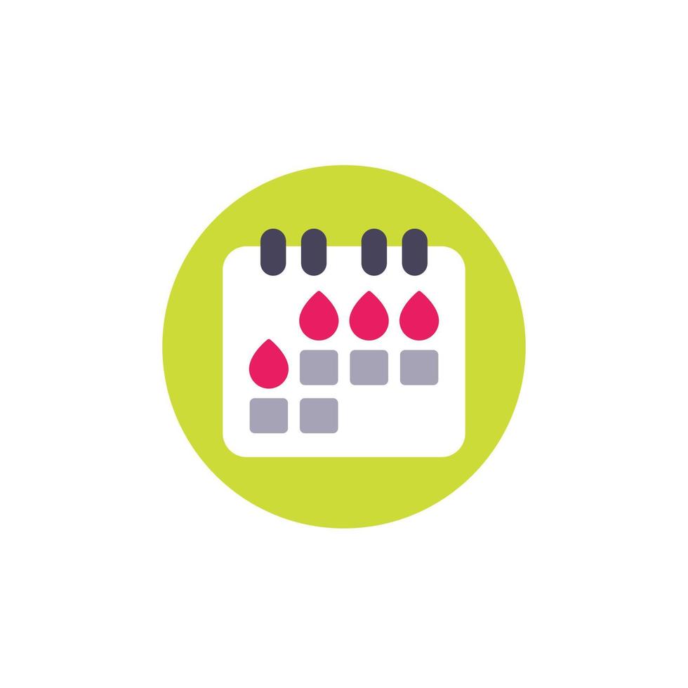 Menstruation calendar icon, menstrual cycle flat vector