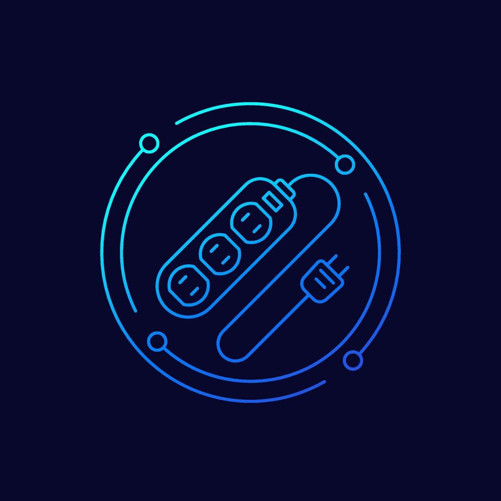 power strip icon, type A socket line vector