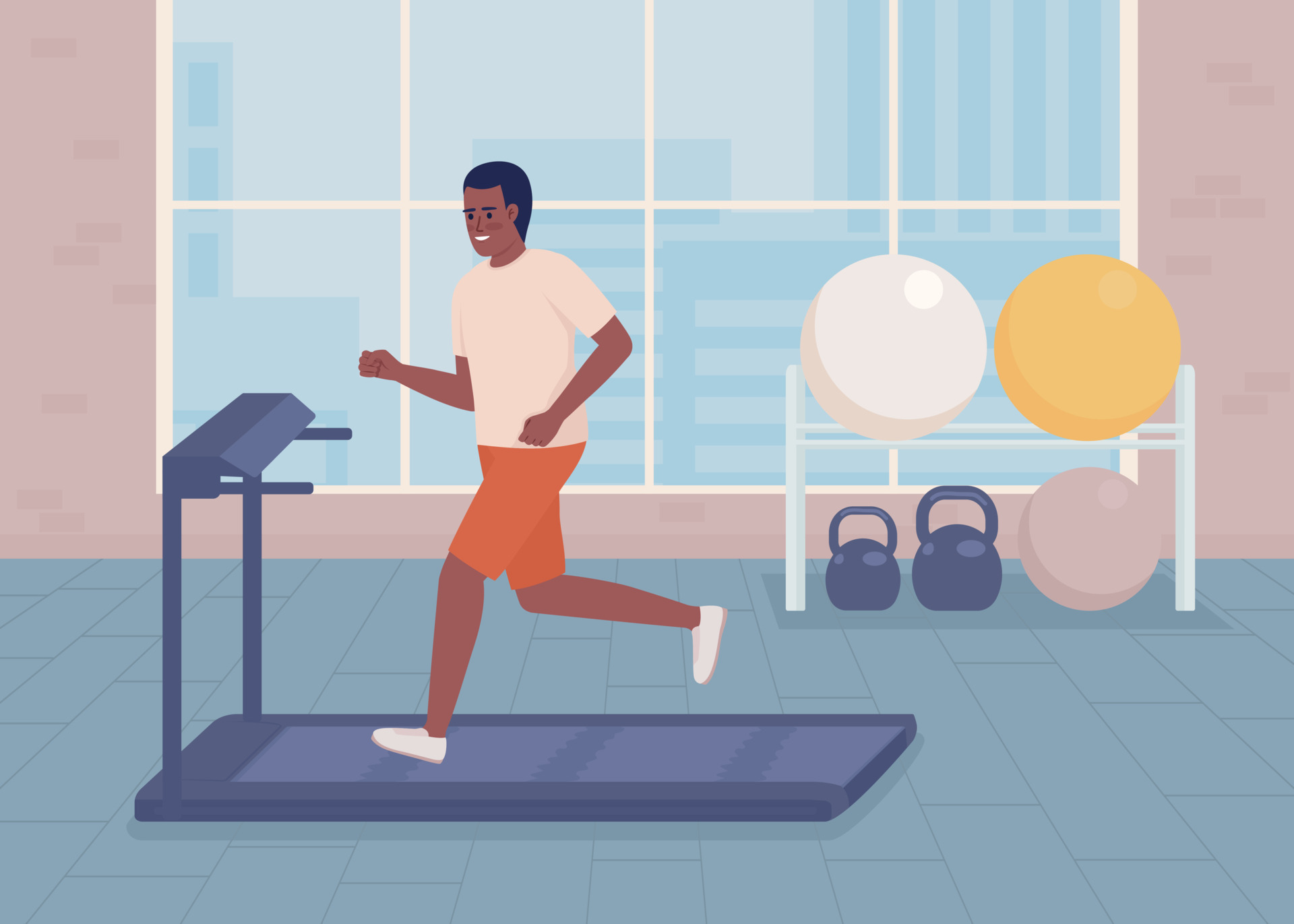 Treadmill in flat store